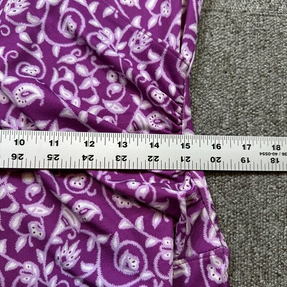 Athleta Faux Wrap Purple Floral Athletic Stretch V-Neck Dress Women's Medium - Picture 4 of 7